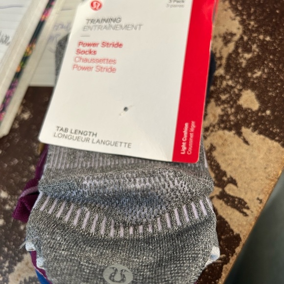 lululemon athletica Power Stride Socks - Gray , purple and Blue . - Picture 2 of 7
